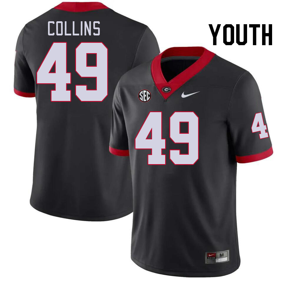 Youth #49 Luke Collins Georgia Bulldogs College Football Jerseys Stitched-Black